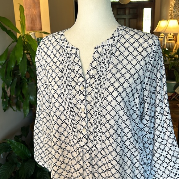 Talbots NWT PINTUCK POPOVER - DIAMOND TILE szM - Picture 4 of 14